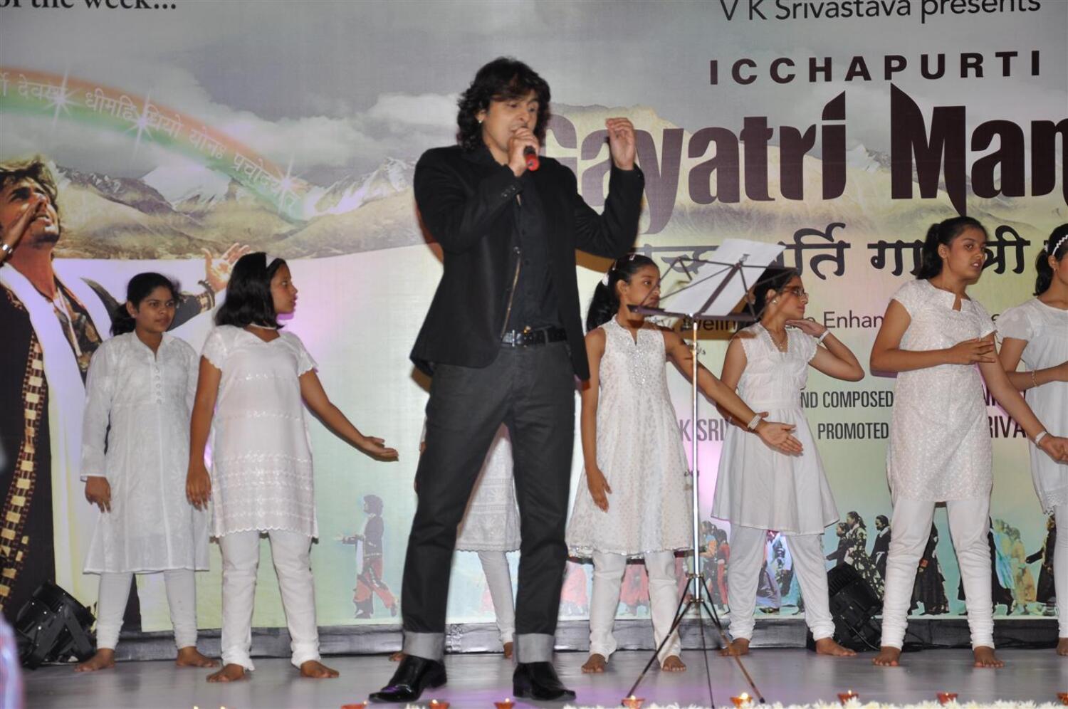 Singer Sonu Nigam Singing On Stage At Launch Of His