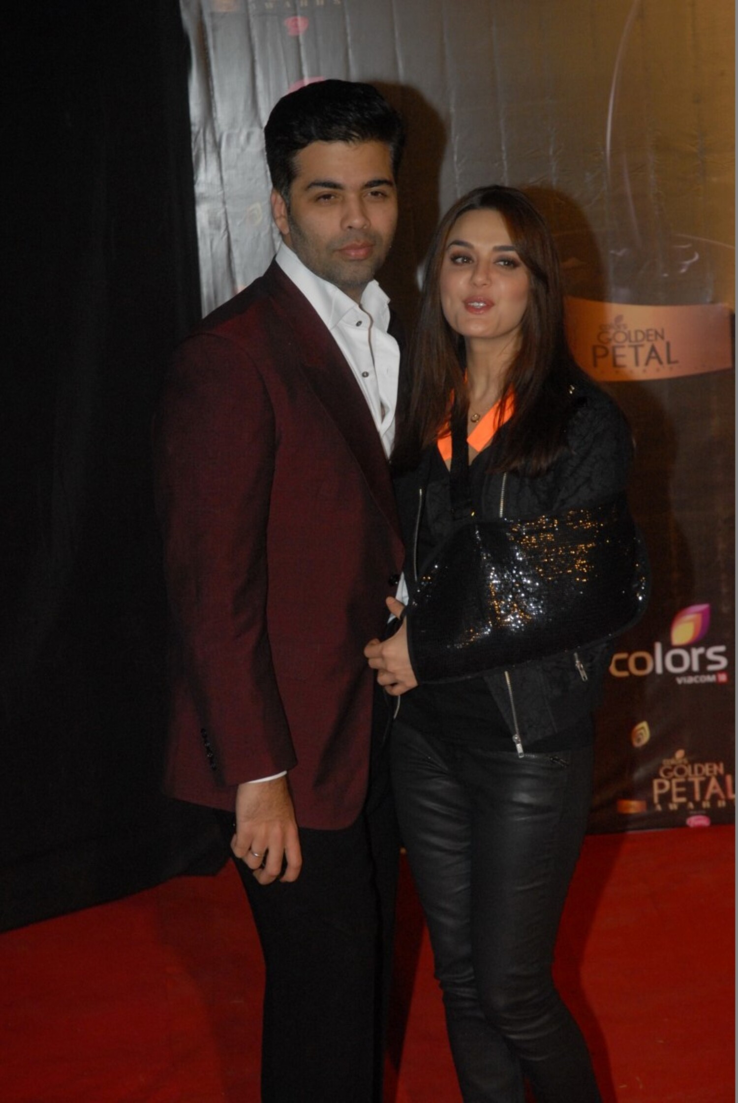 Preity Zinta with Karan Johar at the COLORS Golden Petal Awards 2013 in