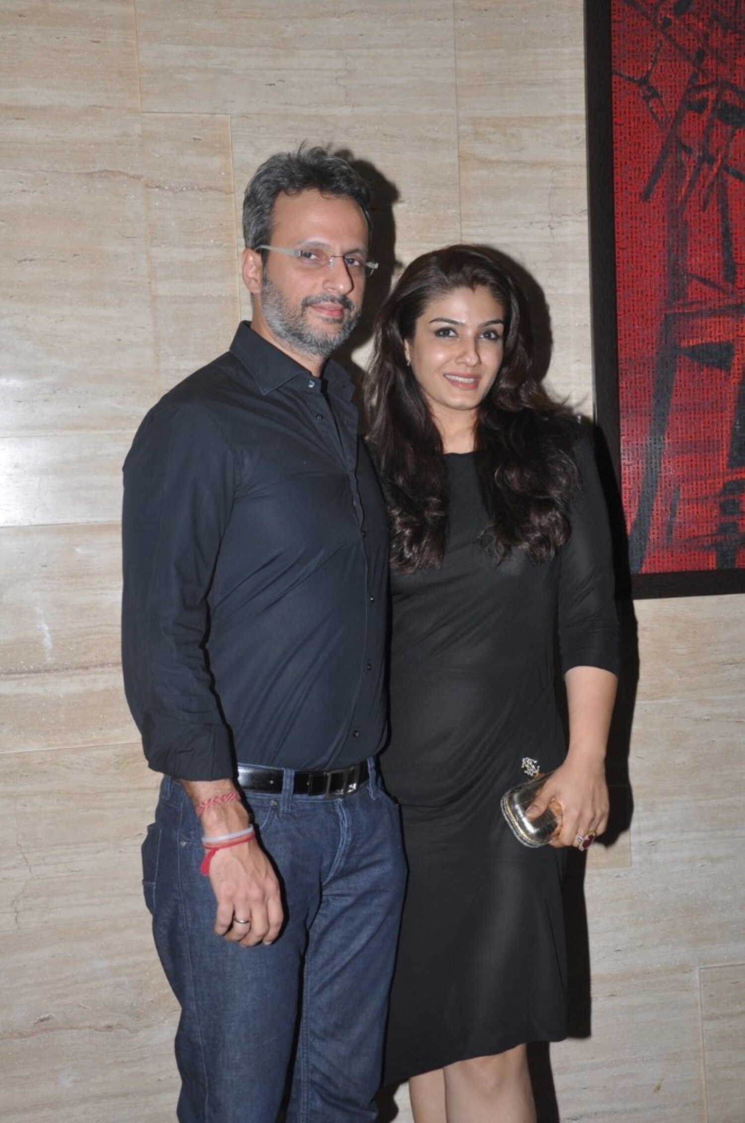 Raveena Tandon with husband Anil Thadani at the birthday party of Asin