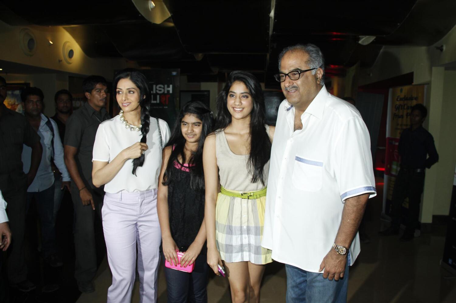 Sridevi With Husband Boney Kapoor And Daughters Jhanvi And Khushi At 