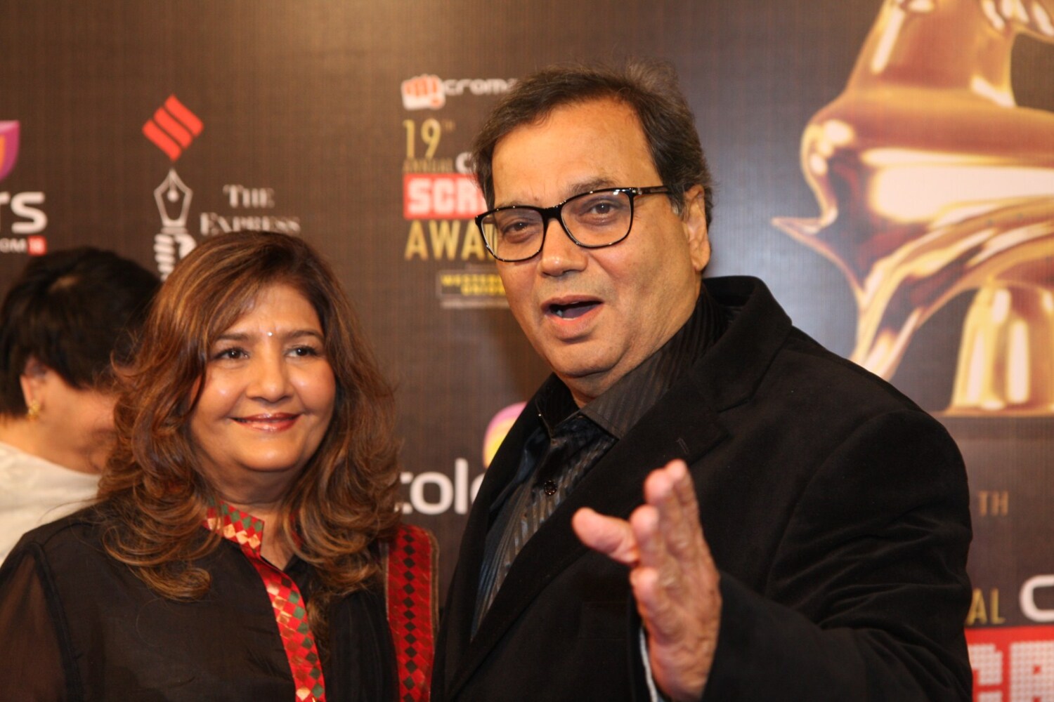 Subhash Ghai with wife Rehana at the 19th Annual Colors Screen Awards ...