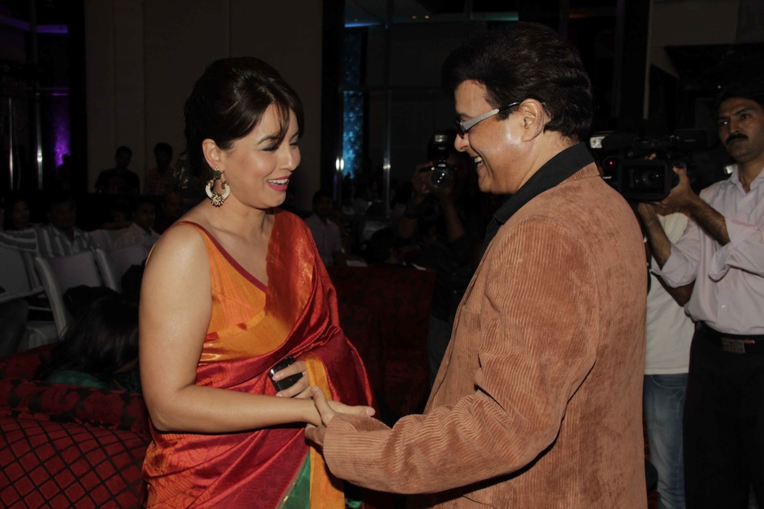 Mahima Chaudhary greeting Sachin Pilgaonkar at the launch World s ...