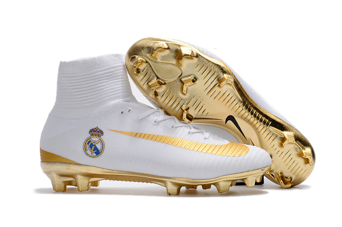 Nike Mercurial Superfly V Real Madrid FG Soccer Shoes Gold White on www ...